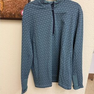 Greyson Teal Patterned Quarter-Zip Pullover